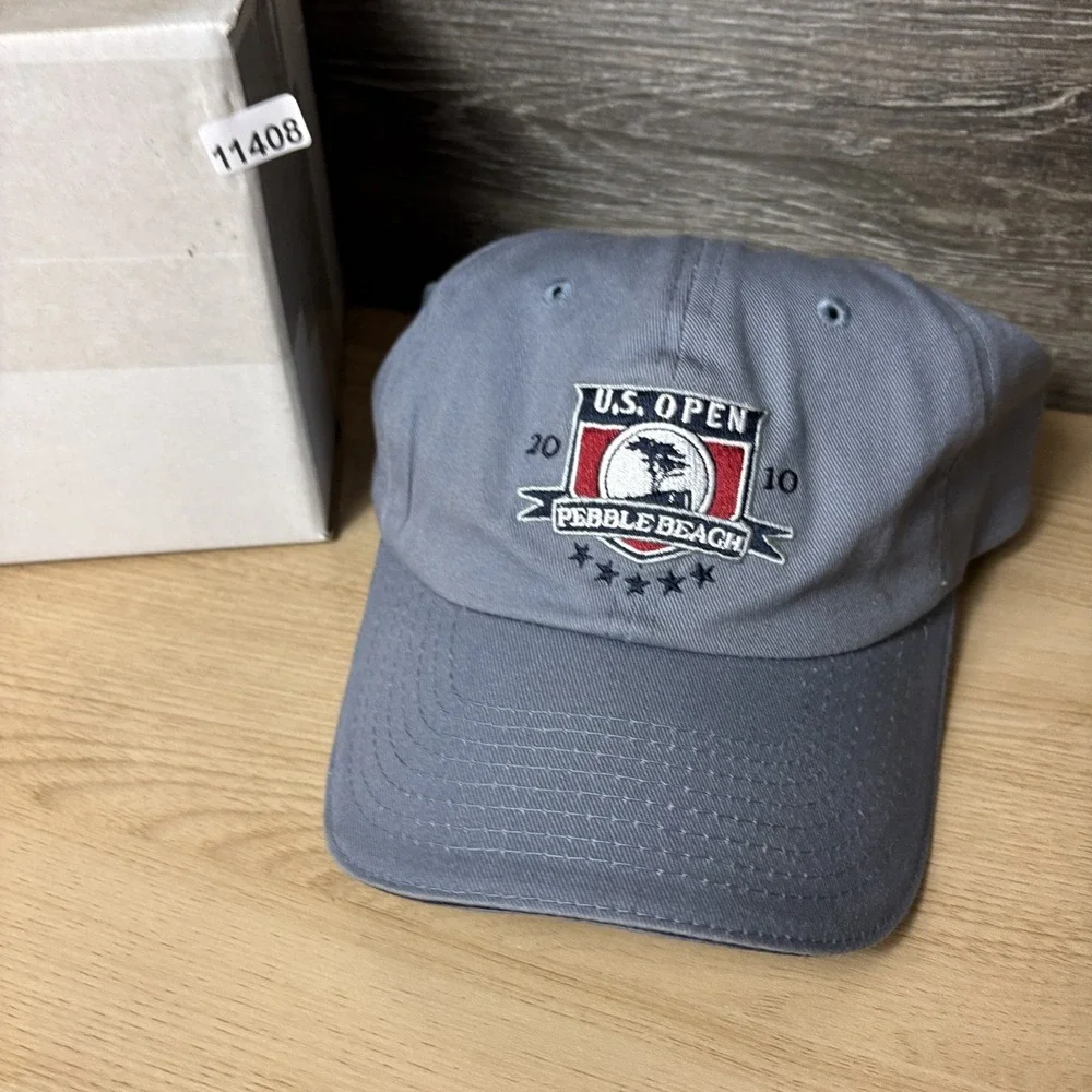 US Open Pebble Beach Hat Cap Strap Back Mens USGA Golf Tournament Gray 2010